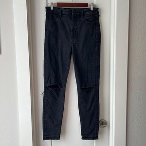 American Eagle Washed Black Ripped Skinny Jeans